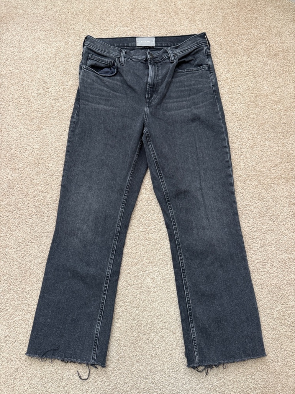 Everlane High Rise Cropped Straight Leg Washed Black Denim Jeans Size 31